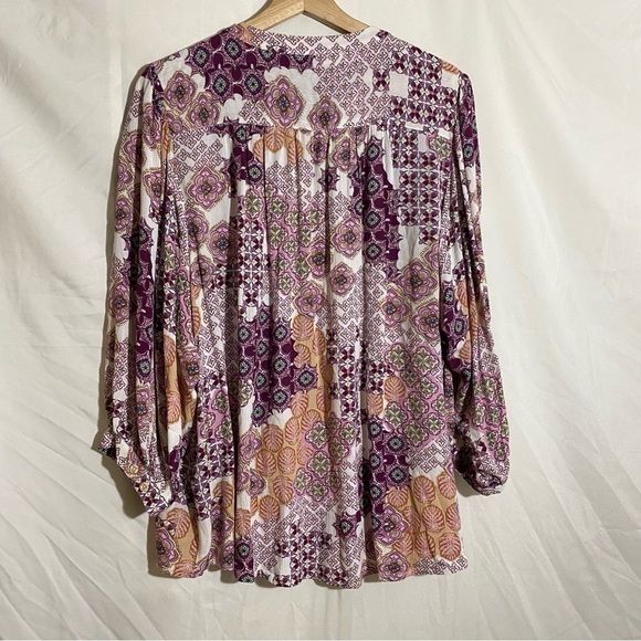 NORTHERN REFLECTIONS bohemian long sleeve dressy flowy  top size M - Picture 1 of 8